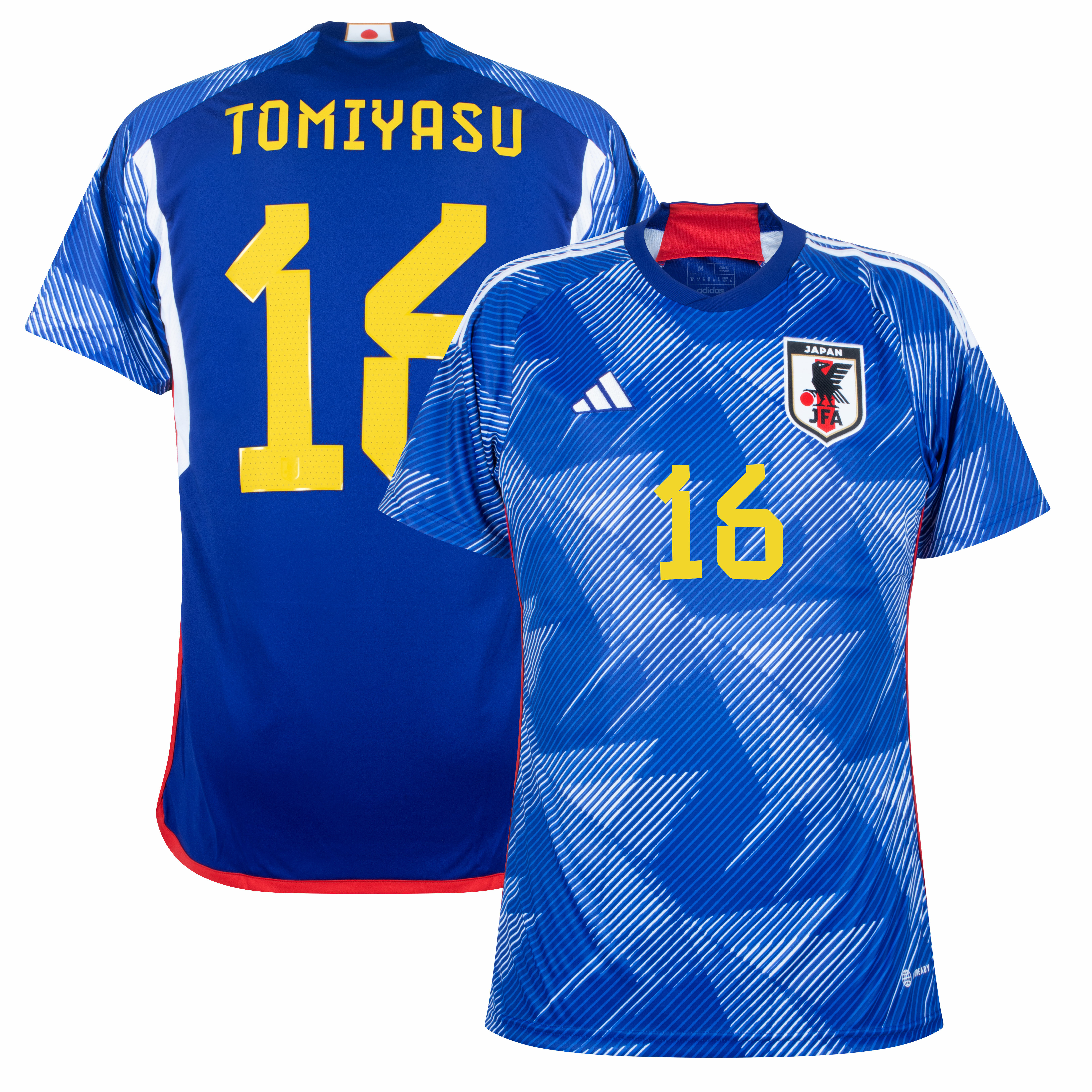 Japonsko - Dres fotbalový - oficiální potisk, Takehiro Tomijasu, číslo 16, domácí, sezóna 2022/23, modrý
