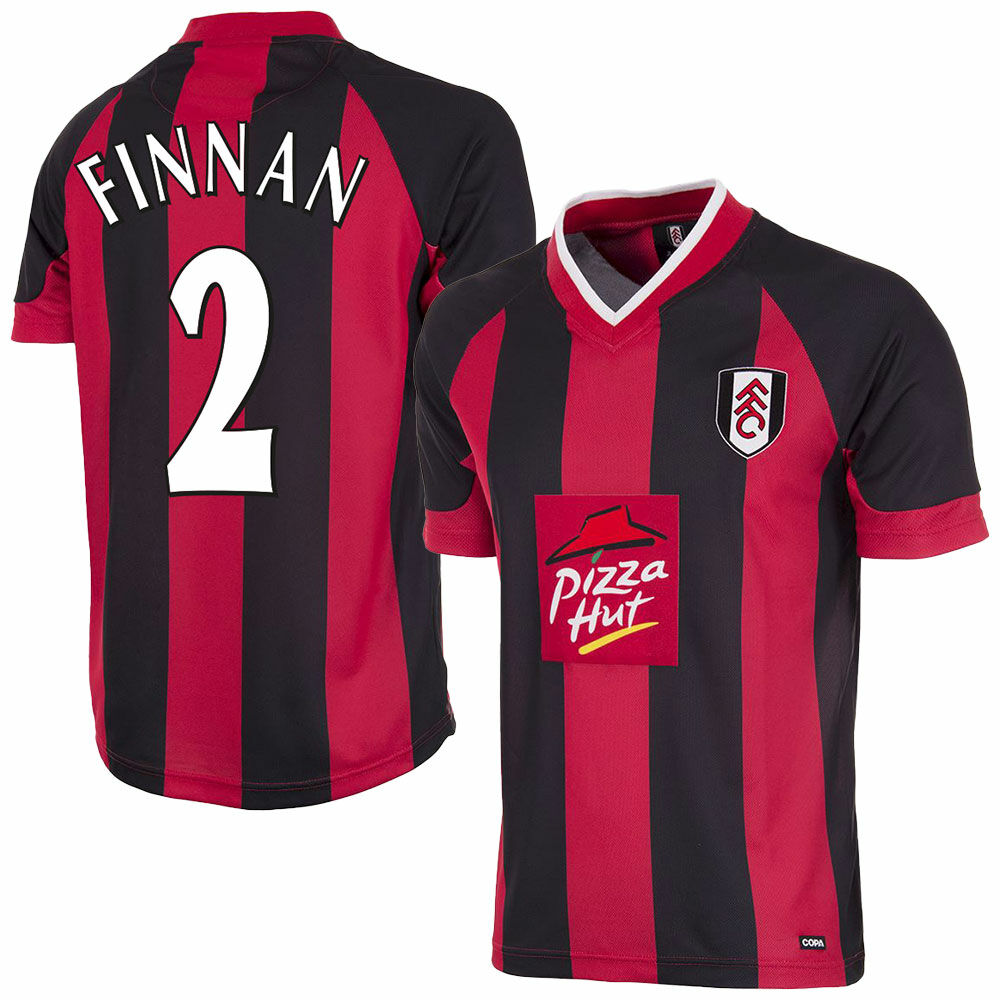 Fulham - Dres fotbalový - retrostyl, retro potisk, Steve Finnan, sezóna 2001/01, černočervený, číslo 2, venkovní
