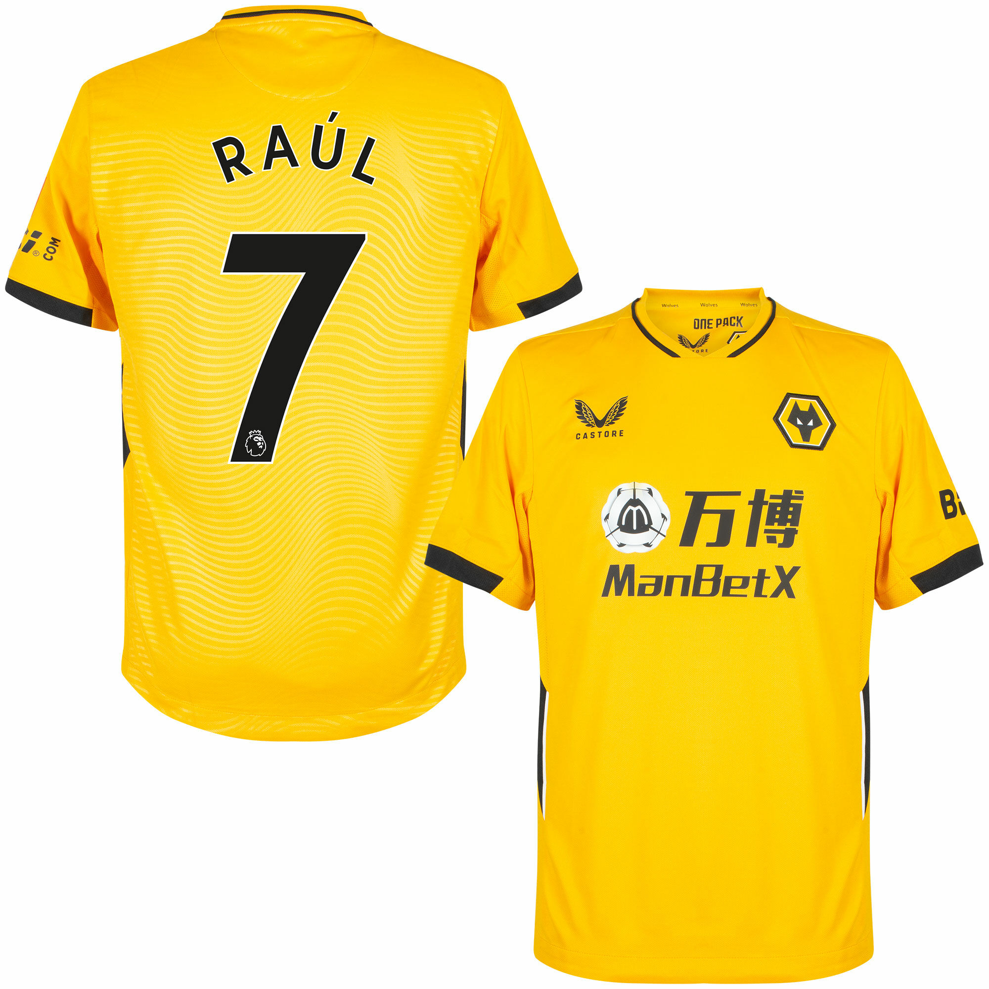 Wolverhampton Wanderers - Dres fotbalový - oranžový, Raúl Jiménez, potisk Premier League, sezóna 2021/22, domácí, číslo 7