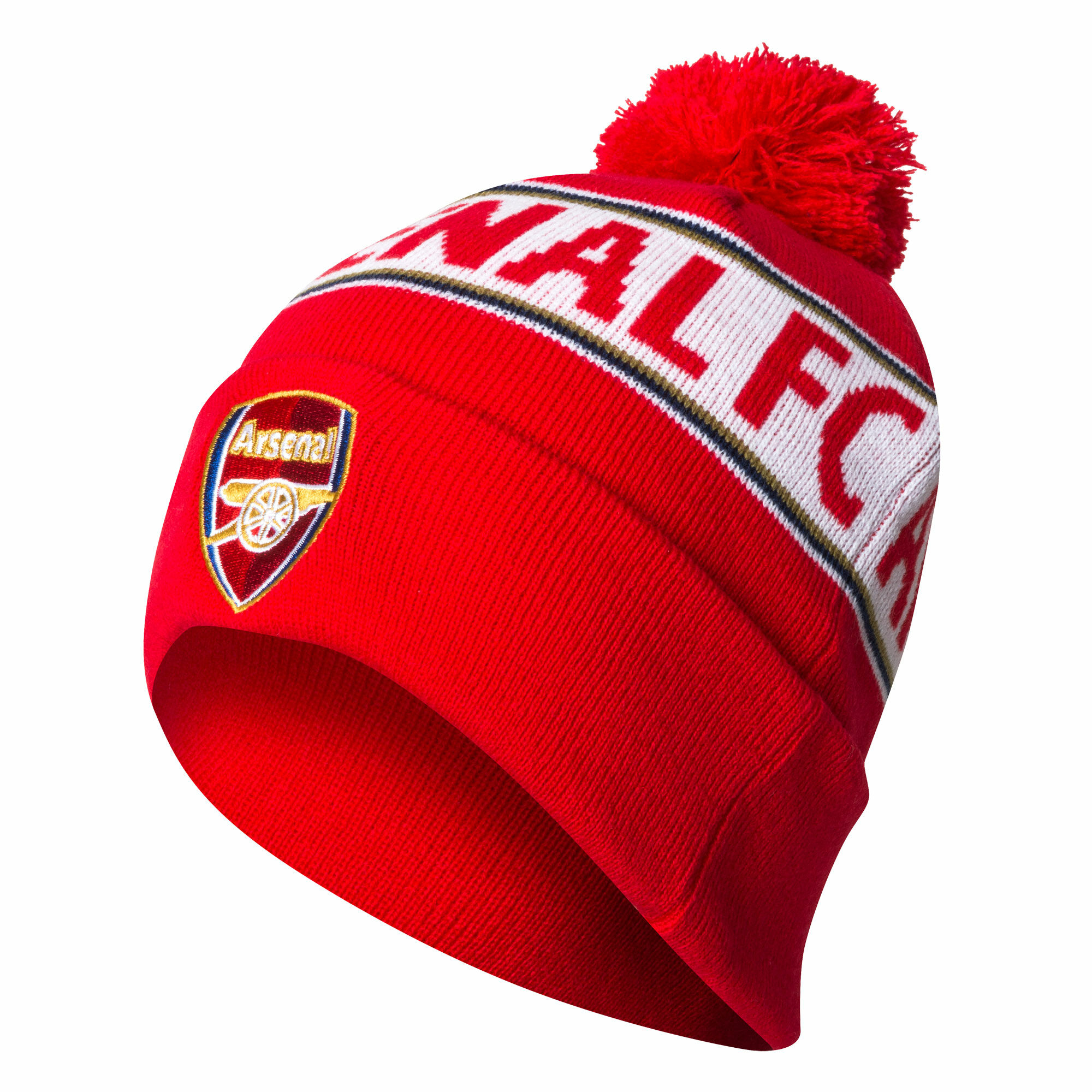 Arsenal - Čepice zimní s lemem "Text" - bíločervená