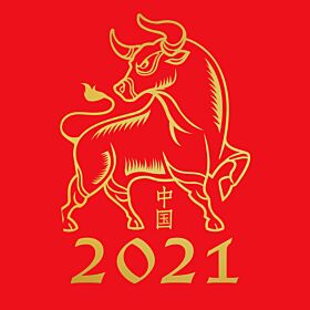 2021 Chinese New Year Bull Print