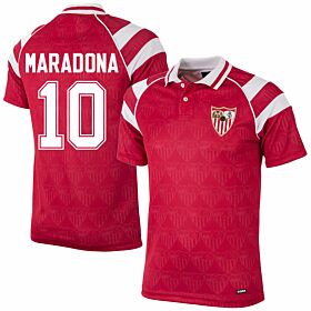 92-93 Sevilla Away Retro Shirt + Maradona 10 (Retro Flock Printing)