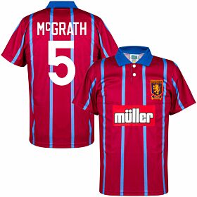 93-94 Aston Villa Home Retro Shirt + McGrath 5 (Retro Flock Printing)