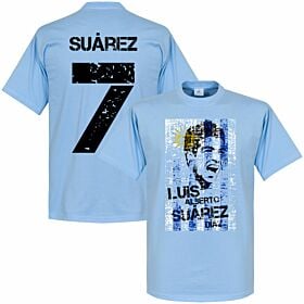 Luis Suarez Uruguay Flag Kids Tee - Sky