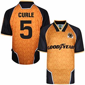 1996 Wolves Retro Home Shirt + Curle 5 (Retro Flock Printing)