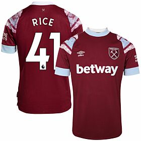 22-23 West Ham Home Shirt + Rice 41 (Premier League)
