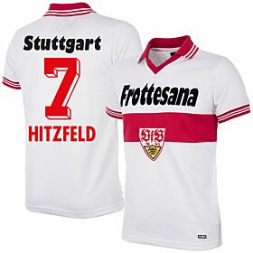 77-78 VFB Stuttgart Home Retro Shirt + Hitzfeld 7 (Retro Flock Printing)