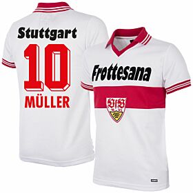 77-78 VFB Stuttgart Home Retro Shirt + Müller 10 (Retro Flock Printing)