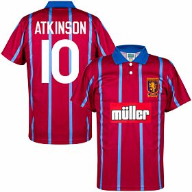 93-94 Aston Villa Home Retro Shirt + Atkinson 10 (Retro Flock Printing)