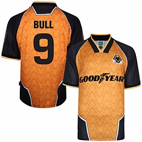 1996 Wolves Retro Home Shirt + Bull 9 (Retro Flock Printing)