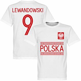 Poland Lewandowski 9 Team Tee - White