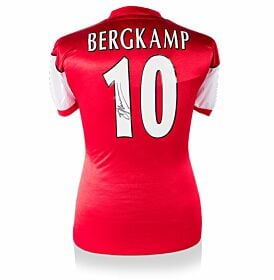 Dennis Bergkamp Signed Arsenal Home 1982 Retro Shirt (Back Signed)
