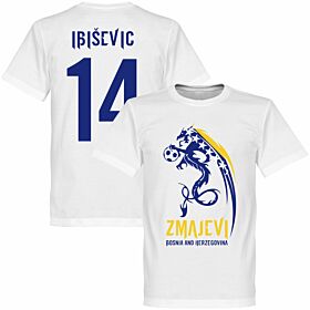 Bosnia Herzegovina Zmajevi Tee + Ibisevic 14 - White