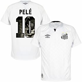 20-21 Club Santos Home Shirt + Pelé 10 (Gallery Style Printing)